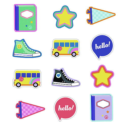 Carson-Dellosa Assorted Colorful Cut-Outs, 36-Piece Set, We Stick Together: Hello School, 6" x 6", Multicolor (120652)