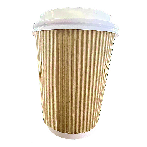 Karat Ripple Hot Cups, 12 oz, Kraft/White, 500/Carton (CKRC512)