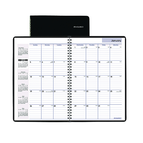 AT-A-GLANCE DayMinder Monthly Planner, Ruled Blocks, 12" x 8", Black Cover, 14-Month: Dec 2025 to Jan 2027 (G47000)