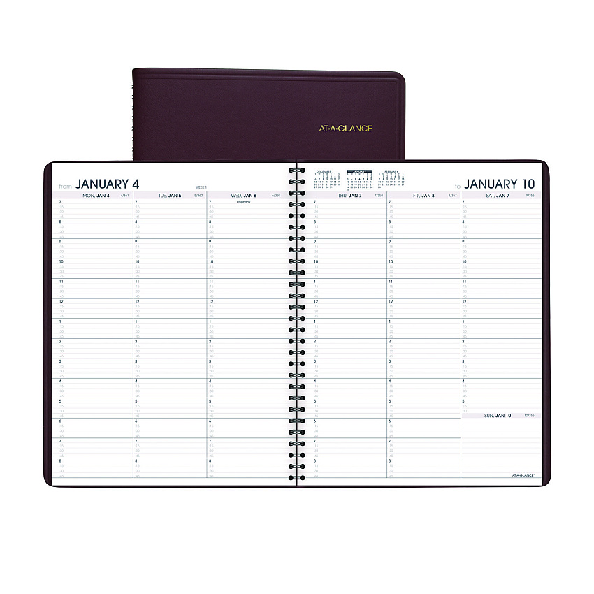AT-A-GLANCE Weekly Appointment Book, 11 x 8.25, Winestone Cover, 13-Month: Jan 2026 to Jan 2027 (7095050)