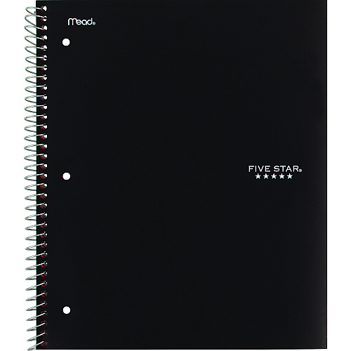 Five Star Wirebound Notebook, 5-Subject, Medium/College Rule, Assorted Cover Colors, (200) 11 x 8.5 Sheets, 2/Pack (820190)