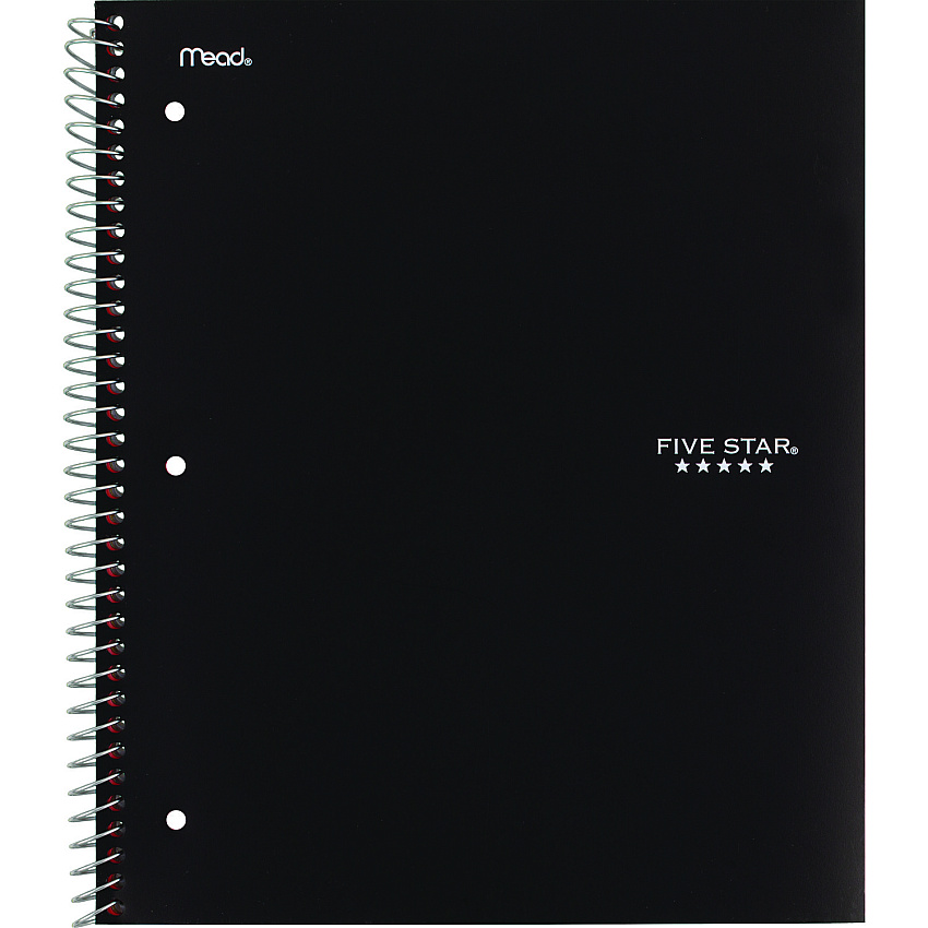 Five Star Wirebound Notebook, 5-Subject, Medium/College Rule, Assorted Cover Colors, (200) 11 x 8.5 Sheets, 2/Pack (820190)
