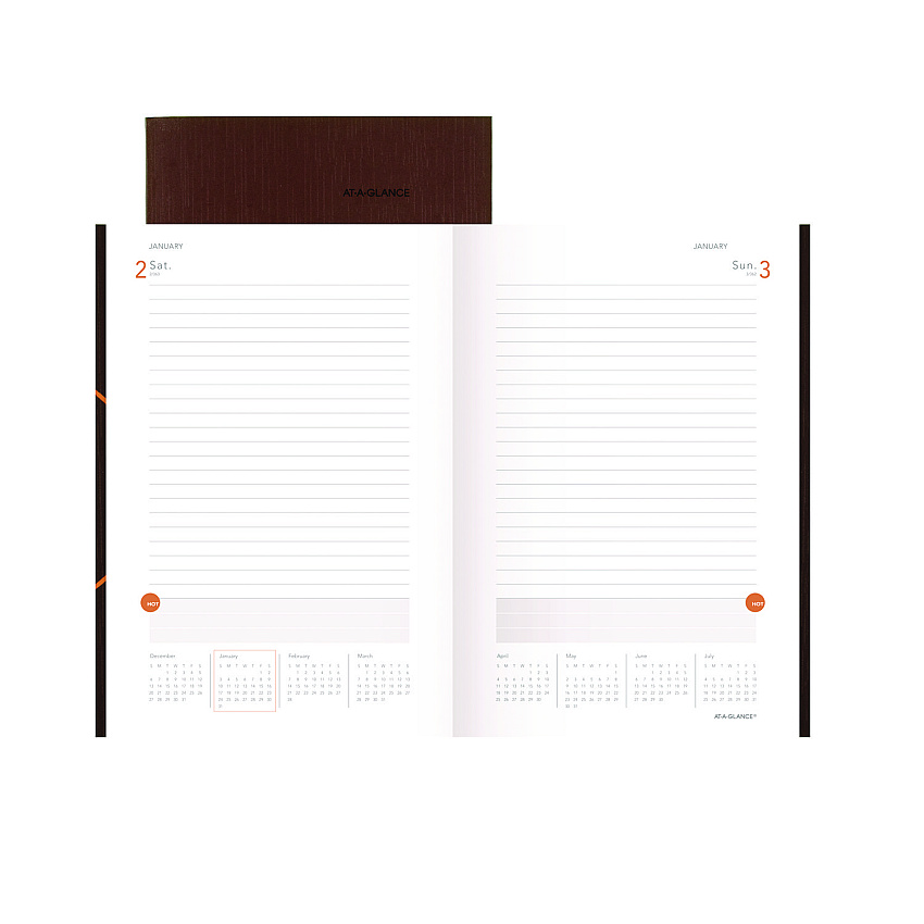 AT-A-GLANCE One-Day-Per-Page Planning Notebook, 9 x 6, Dark Brown/Orange Cover, 12-Month (Jan to Dec): 2026 (70620130)
