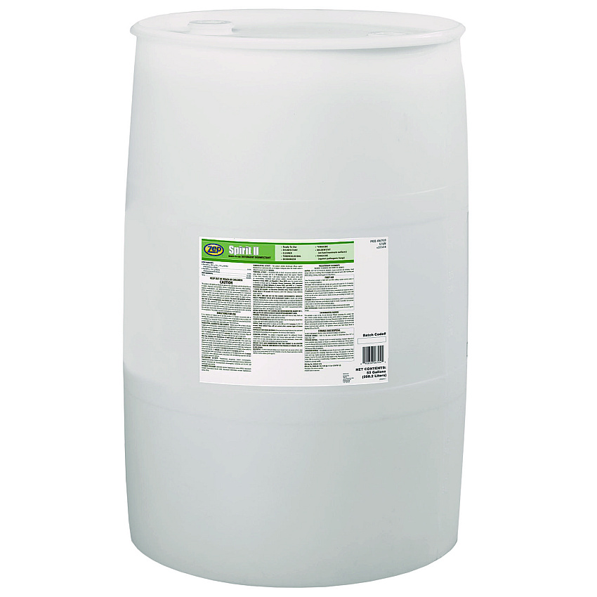 Zep Spirit II Ready-to-Use Detergent Disinfectant, Citrus Scent, 55 gal Drum (67986)