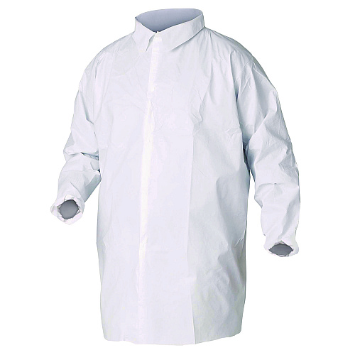 KleenGuard A40 Liquid and Particle Protection Lab Coats, Elastic Wrists, 3X-Large, White, 30/Carton (44446)