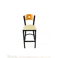 JMC Furniture Circle Series Barstool, Supports Up to 300 lb, 28.5" Seat Height, Taupe Seat, Natural Back, Black Base (CRBBVTAUD)
