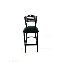 JMC Furniture Eagle Series Barstool, Supports Up to 300 lb, 28.5" Seat Height, Black Seat, Dark Walnut Back, Black Base (EBBVBLKC)