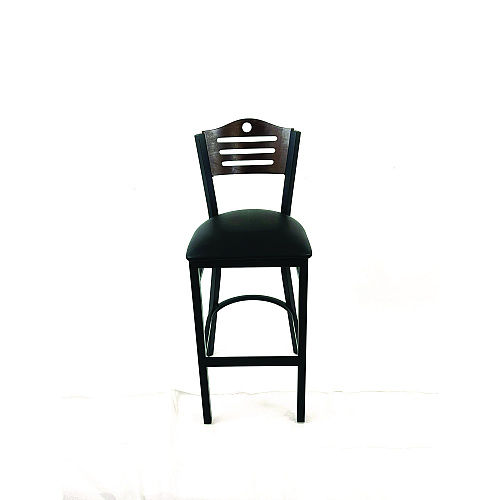 JMC Furniture Eagle Series Barstool, Supports Up to 300 lb, 28.5" Seat Height, Black Seat, Dark Walnut Back, Black Base (EBBVBLKC)