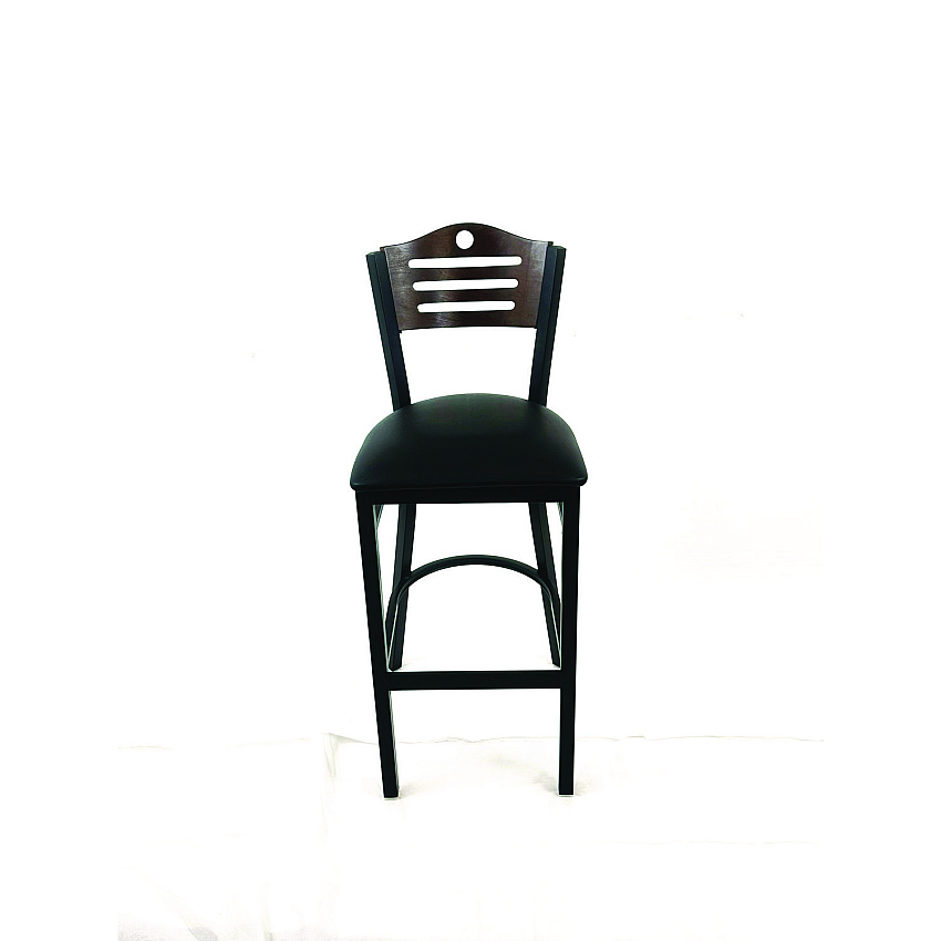 JMC Furniture Eagle Series Barstool, Supports Up to 300 lb, 28.5" Seat Height, Black Seat, Dark Walnut Back, Black Base (EBBVBLKC)