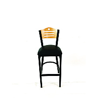 JMC Furniture Eagle Series Barstool, Supports Up to 300 lb, 28.5" Seat Height, Black Seat, Natural Back, Black Base (EBBVBLKD)