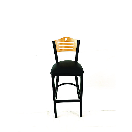 JMC Furniture Eagle Series Barstool, Supports Up to 300 lb, 28.5" Seat Height, Black Seat, Natural Back, Black Base (EBBVBLKD)