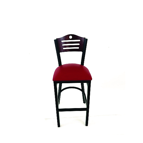 JMC Furniture Eagle Series Barstool, Supports Up to 300 lb, 28.5" Seat Height, Burgundy Seat, Dark Mahogany Back, Black Base (EBBVBURB)