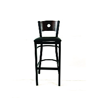 JMC Furniture Circle Series Barstool, Supports Up to 300 lb, 28.5" Seat Height, Black Seat, Dark Walnut Back, Black Base (CRBBVBLKC)