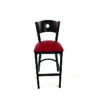 JMC Furniture Circle Series Barstool, Supports Up to 300 lb, 28.5" Seat Height, Burgundy Seat, Dark Walnut Back, Black Base (CRBBVBURC)