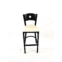 JMC Furniture Circle Series Barstool, Supports Up to 300 lb, 28.5" Seat Height, Cream Seat, Dark Walnut Back, Black Base (CRBBVCRMC)