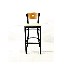 JMC Furniture Circle Series Barstool, Supports Up to 300 lb, 28.5" Seat Height, Cream Seat, Natural Back, Black Base (CRBBVCRMD)
