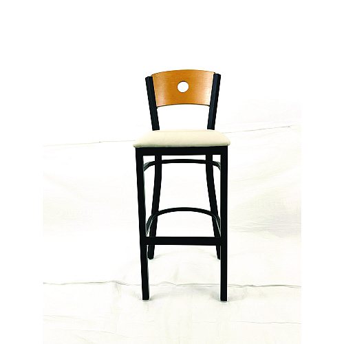 JMC Furniture Circle Series Barstool, Supports Up to 300 lb, 28.5" Seat Height, Cream Seat, Natural Back, Black Base (CRBBVCRMD)