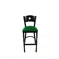 JMC Furniture Circle Series Barstool, Supports Up to 300 lb, 28.5" Seat Height, Green Seat, Dark Walnut Back, Black Base (CRBBVGRNC)