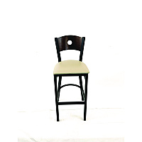 JMC Furniture Circle Series Barstool, Supports Up to 300 lb, 28.5" Seat Height, Taupe Seat, Dark Walnut Back, Black Base (CRBBVTAUC)