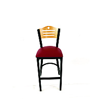 JMC Furniture Eagle Series Barstool, Supports Up to 300 lb, 28.5" Seat Height, Burgundy Seat, Natural Back, Black Base (EBBVBURD)