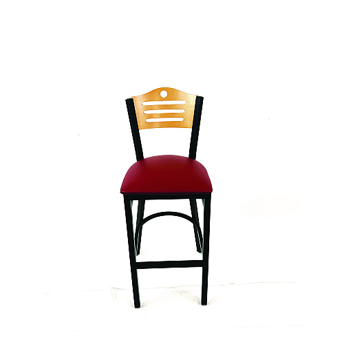 JMC Furniture Eagle Series Barstool, Supports Up to 300 lb, 28.5" Seat Height, Burgundy Seat, Natural Back, Black Base (EBBVBURD)