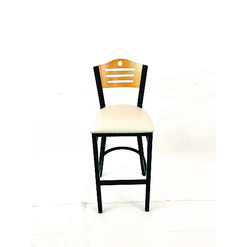 JMC Furniture Eagle Series Barstool, Supports Up to 300 lb, 28.5" Seat Height, Cream Seat, Natural Back, Black Base (EBBVCRMD)