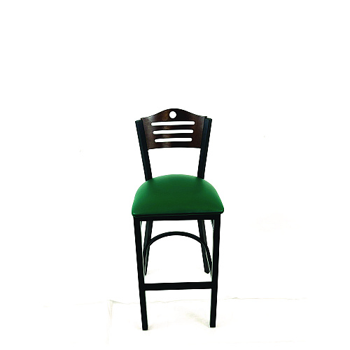 JMC Furniture Eagle Series Barstool, Supports Up to 300 lb, 28.5" Seat Height, Green Seat, Dark Walnut Back, Black Base (EBBVGRNC)