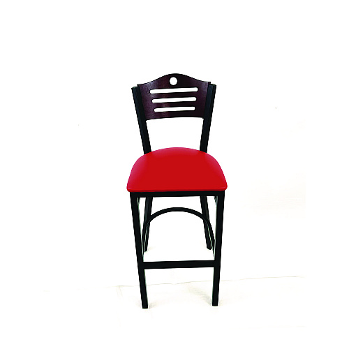 JMC Furniture Eagle Series Barstool, Supports Up to 300 lb, 28.5" Seat Height, Red Seat, Dark Mahogany Back, Black Base (EBBVREDB)