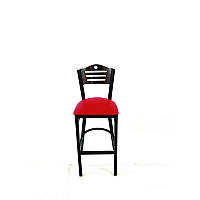 JMC Furniture Eagle Series Barstool, Supports Up to 300 lb, 28.5" Seat Height, Red Seat, Dark Walnut Back, Black Base (EBBVREDC)