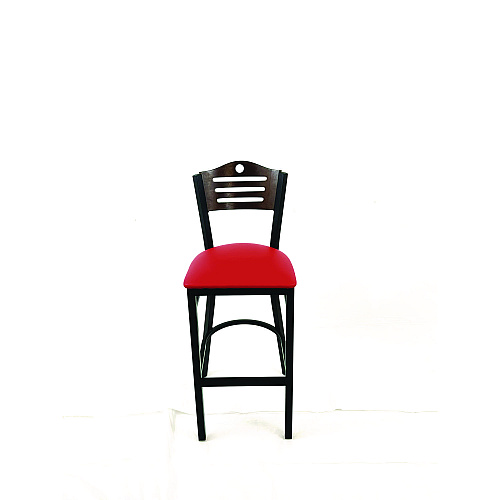JMC Furniture Eagle Series Barstool, Supports Up to 300 lb, 28.5" Seat Height, Red Seat, Dark Walnut Back, Black Base (EBBVREDC)