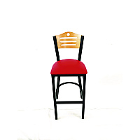 JMC Furniture Eagle Series Barstool, Supports Up to 300 lb, 28.5" Seat Height, Red Seat, Natural Back, Black Base (EBBVREDD)