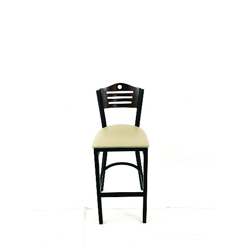 JMC Furniture Eagle Series Barstool, Supports Up to 300 lb, 28.5" Seat Height, Taupe Seat, Dark Walnut Back, Black Base (EBBVTAUC)