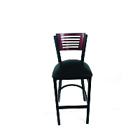 JMC Furniture Jones River Series Barstool, Supports Up to 300 lb, 28.5" Seat Height, Black Seat, Dark Mahogany Back, Black Base (JRBBVBLKB)