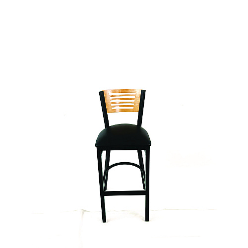 JMC Furniture Jones River Series Barstool, Supports Up to 300 lb, 28.5" Seat Height, Black Seat, Natural Back, Black Base (JRBBVBLKD)