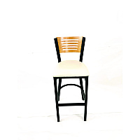 JMC Furniture Jones River Series Barstool, Supports Up to 300 lb, 28.5" Seat Height, Cream Seat, Natural Back, Black Base (JRBBVCRMD)