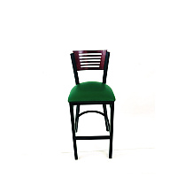JMC Furniture Jones River Series Barstool, Supports Up to 300 lb, 28.5" Seat Height, Green Seat, Dark Mahogany Back, Black Base (JRBBVGRNB)