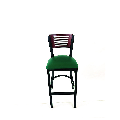 JMC Furniture Jones River Series Barstool, Supports Up to 300 lb, 28.5" Seat Height, Green Seat, Dark Mahogany Back, Black Base (JRBBVGRNB)