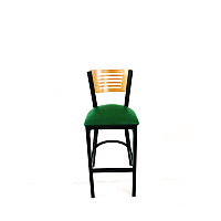 JMC Furniture Jones River Series Barstool, Supports Up to 300 lb, 28.5" Seat Height, Green Seat, Natural Back, Black Base (JRBBVGRND)