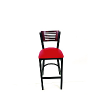 JMC Furniture Jones River Series Barstool, Supports Up to 300 lb, 28.5" Seat Height, Red Seat, Dark Mahogany Back, Black Base (JRBBVREDB)