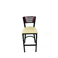 JMC Furniture Jones River Series Barstool, Supports Up to 300 lb, 28.5" Seat Height, Taupe Seat, Dark Mahogany Back, Black Base (JRBBVTAUB)