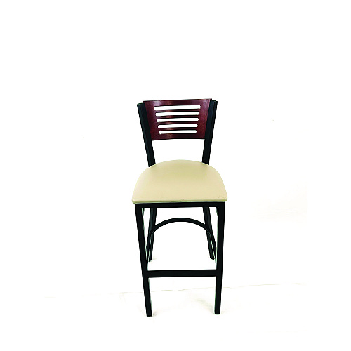 JMC Furniture Jones River Series Barstool, Supports Up to 300 lb, 28.5" Seat Height, Taupe Seat, Dark Mahogany Back, Black Base (JRBBVTAUB)