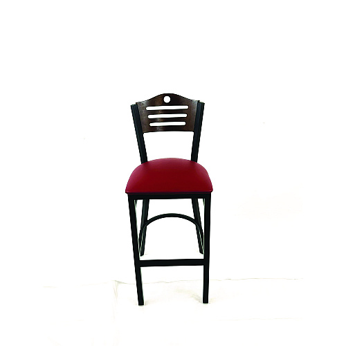 JMC Furniture Eagle Series Barstool, Supports Up to 300 lb, 28.5" Seat Height, Burgundy Seat, Dark Walnut Back, Black Base (EBBVBURC)