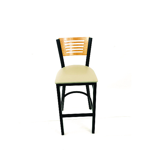 JMC Furniture Jones River Series Barstool, Supports Up to 300 lb, 28.5" Seat Height, Taupe Seat, Natural Back, Black Base (JRBBVTAUD)