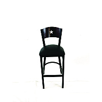 JMC Furniture Liberty Series Barstool, Supports Up to 300 lb, 28.5" Seat Height, Black Seat, Dark Mahogany Back, Black Base (LBBVBLKB)