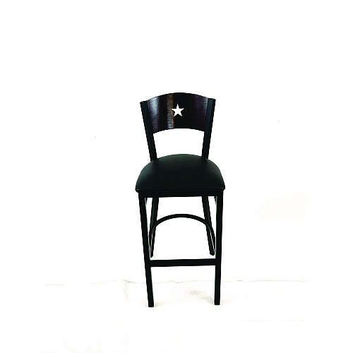 JMC Furniture Liberty Series Barstool, Supports Up to 300 lb, 28.5" Seat Height, Black Seat, Dark Mahogany Back, Black Base (LBBVBLKB)