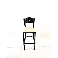 JMC Furniture Liberty Series Barstool, Supports Up to 300 lb, 28.5" Seat Height, Cream Seat, Dark Mahogany Back, Black Base (LBBVCRMB)