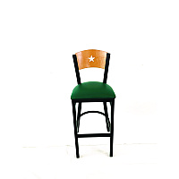 JMC Furniture Liberty Series Barstool, Supports Up to 300 lb, 28.5" Seat Height, Green Seat, Natural Back, Black Base (LBBVGRND)