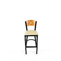JMC Furniture Liberty Series Barstool, Supports Up to 300 lb, 28.5" Seat Height, Taupe Seat, Natural Back, Black Base (LBBVTAUD)