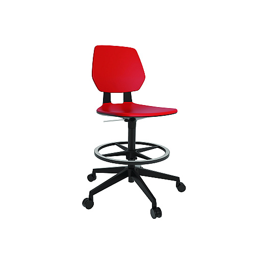Safco Commute Extended Height Task Chair, Supports Up to 275 lbs, 18.25" to 22.25" Seat Height, Red/Black (7827RD)