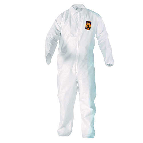 KleenGuard A20 Breathable Particle Protection Coveralls, Zip Front, Elastic Back, Wrists, Ankles, 3X-Large, White, 20/Carton (49106)